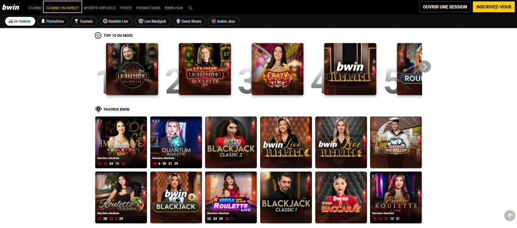 jeux de casinos sur Bwin casino